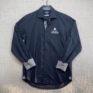 Molson Canadian x James Harvest Sportswear Shirt Golf Men M Blue Long Sleeve